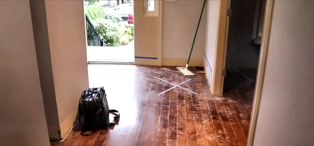 Cape Coral mold remediation: drying mats on a hardwood floor