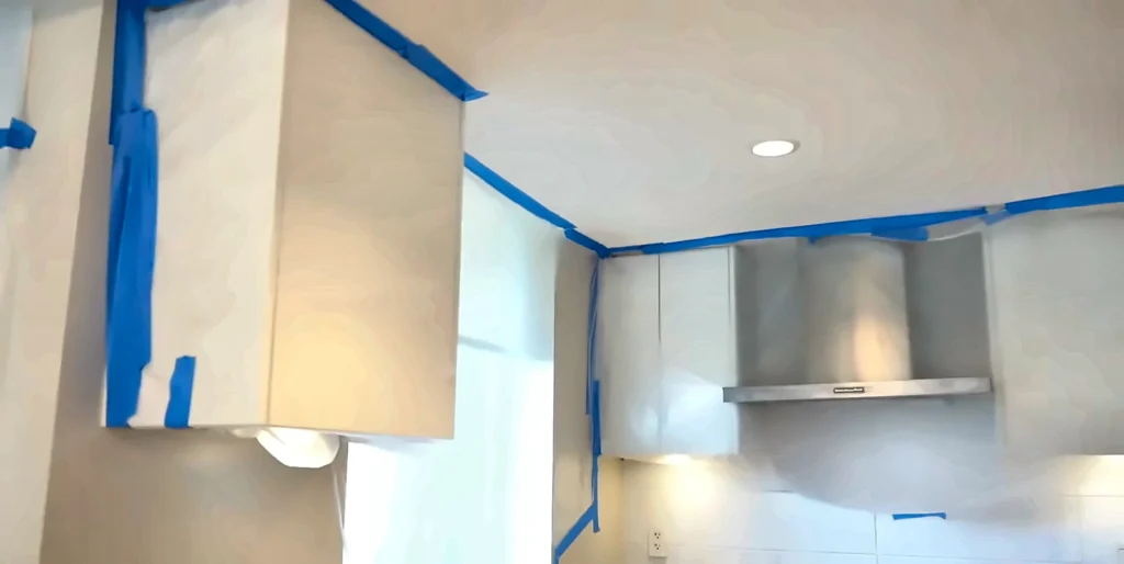 Mold remediation Cape Coral: mold remediation in Cape Coral: containment sheeting sealing off a kitchen