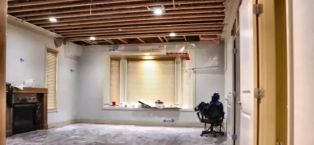 Water damage restoration service North Fort Myers FL: roof leak repair in a North Fort Myers living room
