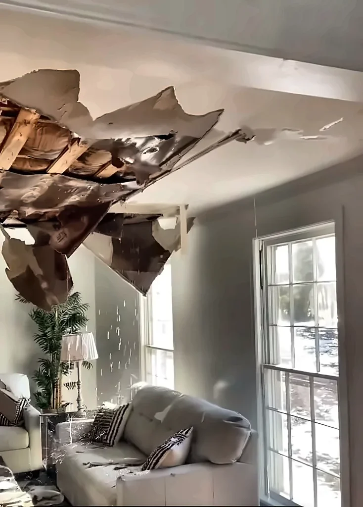 Water damage restoration Lehigh Acres: ceiling collapse after heavy rain
