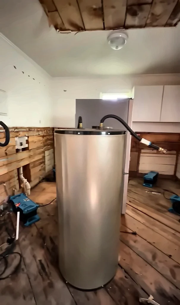 Burst pipe cleanup Fort Myers FL: room stripped to the studs after a water heater leak